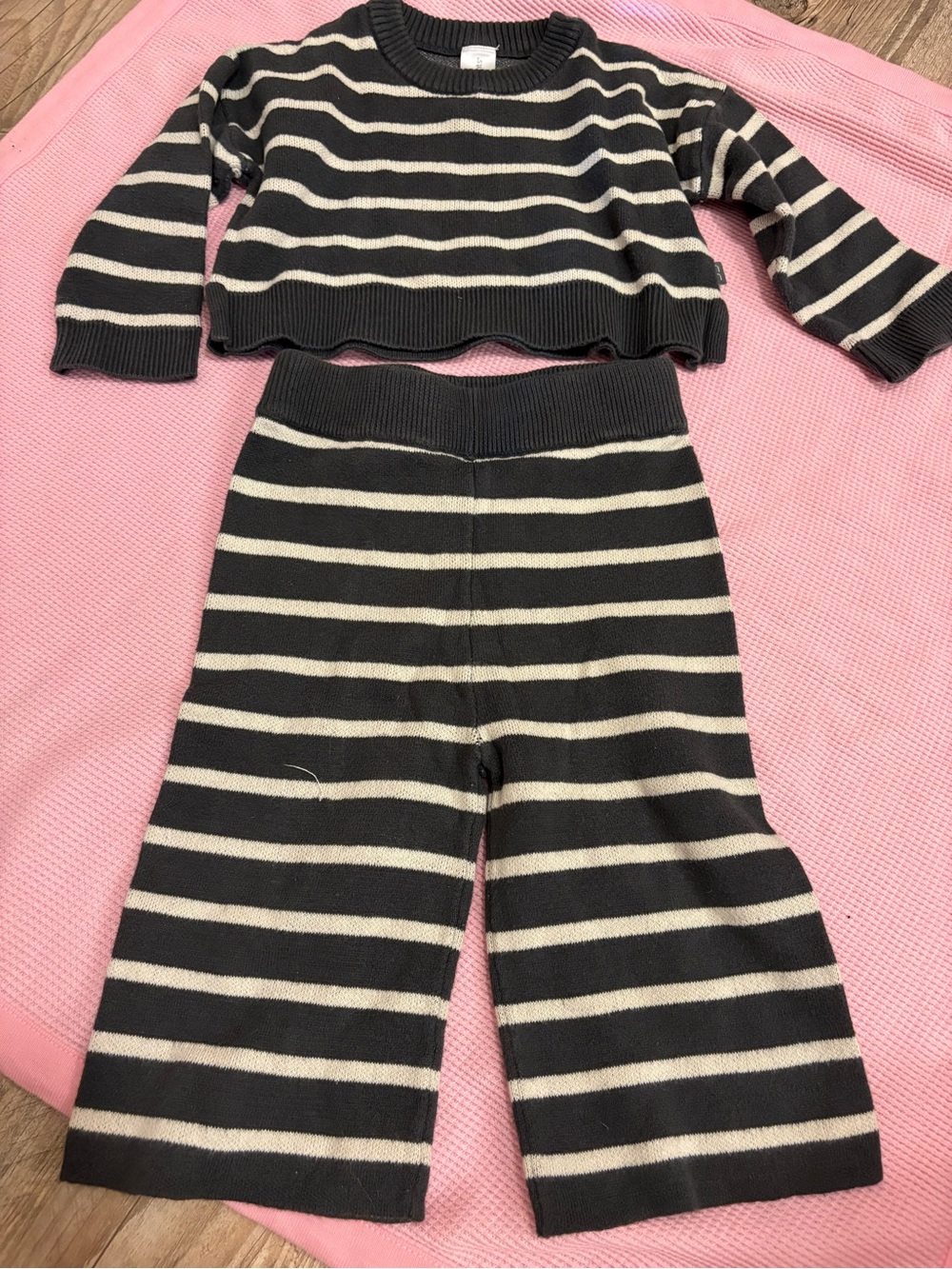 Striped Knit toddler Sweatpants & Joggers - Black & Cream
